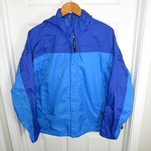 Marmot Full Zip Hooded Rain Jacket Lightweight WeatherGear Two Tone Blue Size L